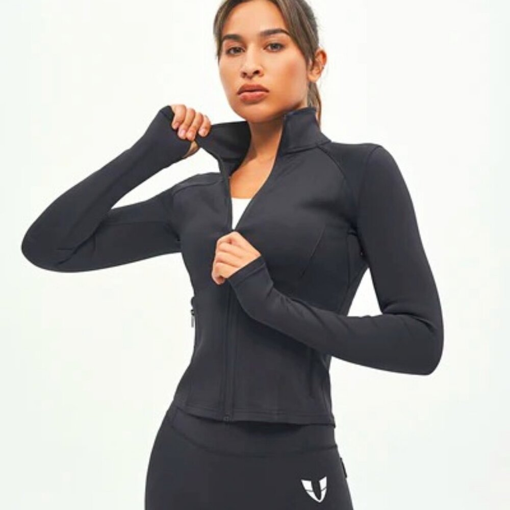 New FIRMABS ZIP-UP SPORTS JACKET Stand Up-Collar Black M